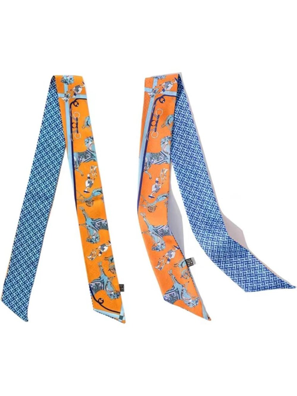 2Pcs 100% Mulberry Silk Scarves - Versatile Skinny Ribbons for Hair, Bags